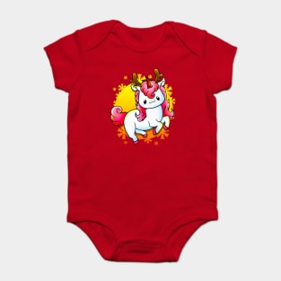 Kawaii Xmas Unicorn Funny Humor Baby Bodysuit